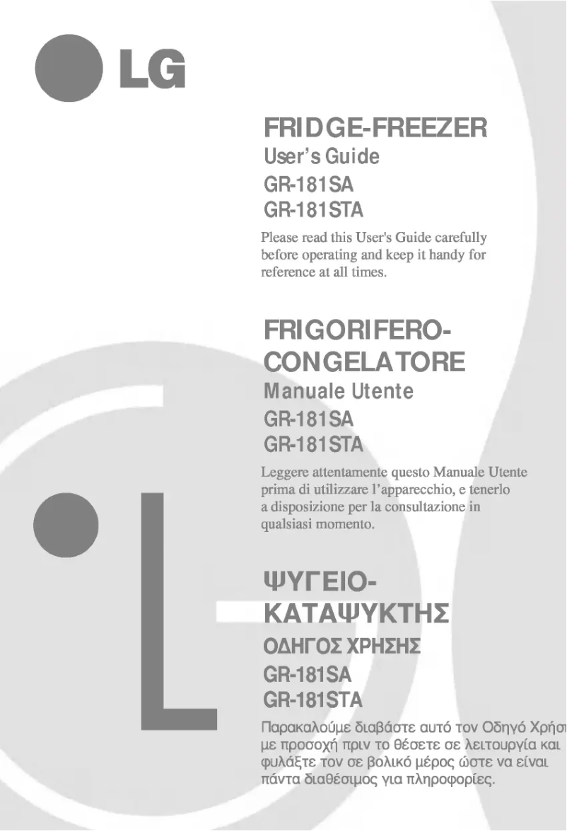 Page 1 de la notice Manuel utilisateur LG GR-181SA