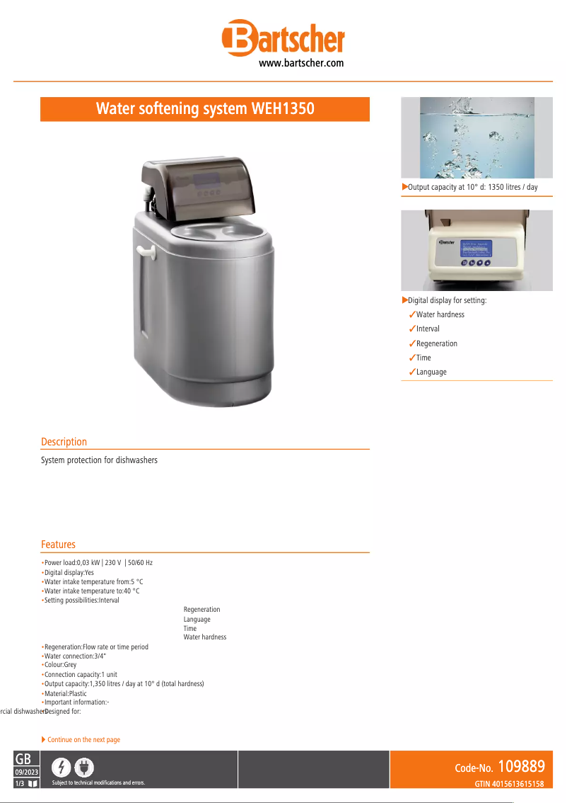 Image de la première page du manuel de l'appareil WEH1350