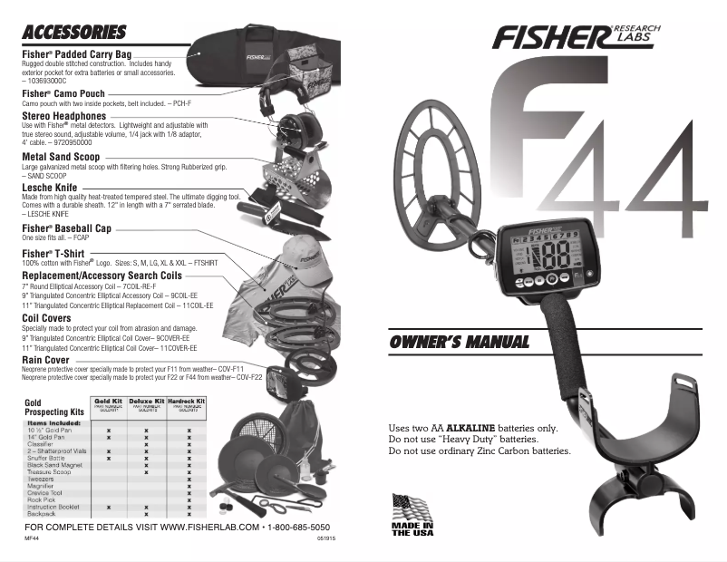 Page n°1 - Manuel utilisateur Fisher F44