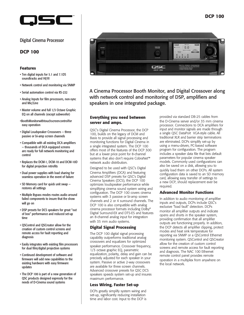 Image de la première page du manuel de l'appareil DCP 100