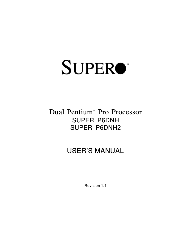 Page n°1 - Manuel utilisateur Supermicro P6DNH