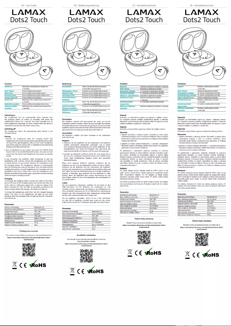 Page n°1 - Manuel utilisateur Lamax Dots2 Touch