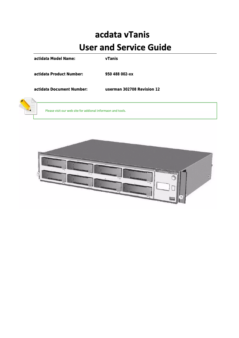 Page 1 de la notice Manuel utilisateur Actidata actiDisk vTanis RDX