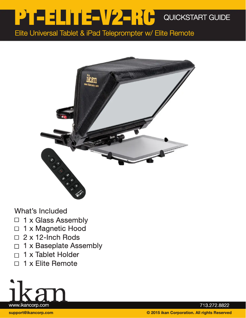 Page 1 de la notice Guide de démarrage rapide Ikan PT-Elite-V2