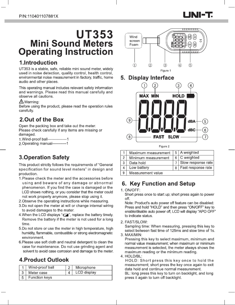 Page n°1 - Manuel utilisateur Uni-T UT353