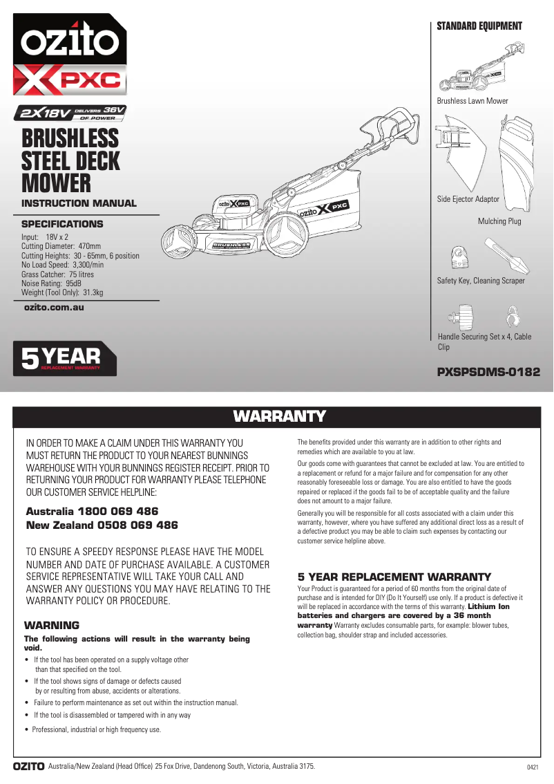 Página 1 del manual Manual de usuario Ozito PXSPSDMK-4182