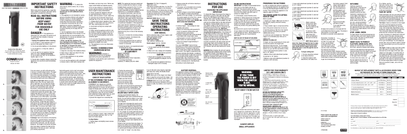 Page 1 de la notice Manuel utilisateur Conair MetalCraft HC7000