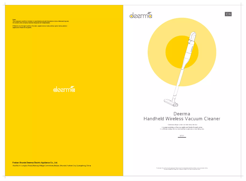 Image de la première page du manuel de l'appareil VC01