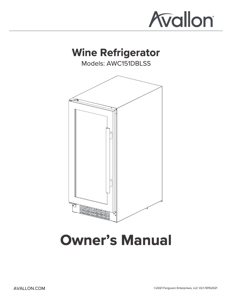 Page 1 de la notice Manuel utilisateur Avallon AWC152DZRH