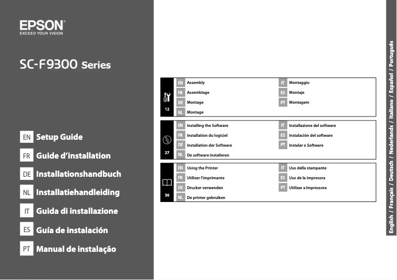 Página 1 del manual Guía de instalación Epson SureColor SC-F9300