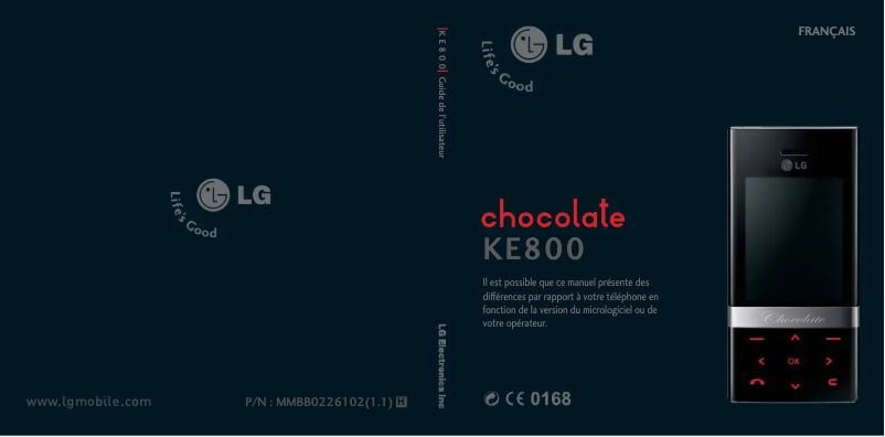 Page 1 de la notice Manuel utilisateur LG KE800