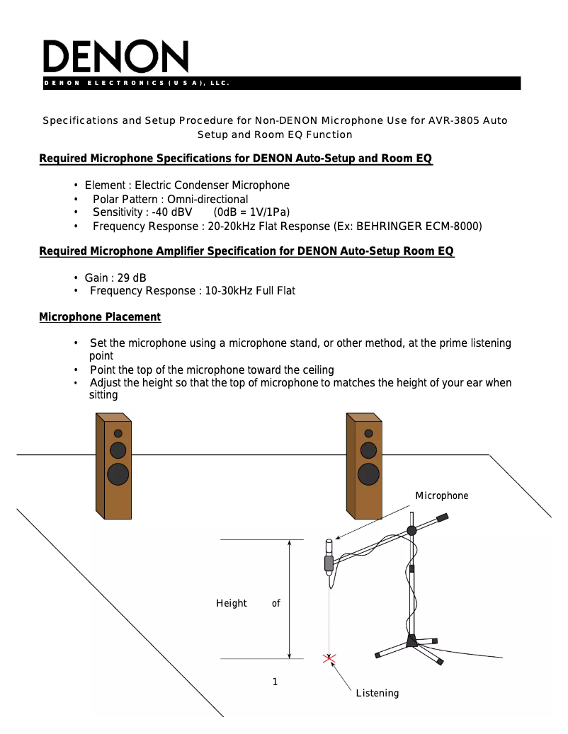 Page n°1 - Guide d'installation Denon AVR-3805