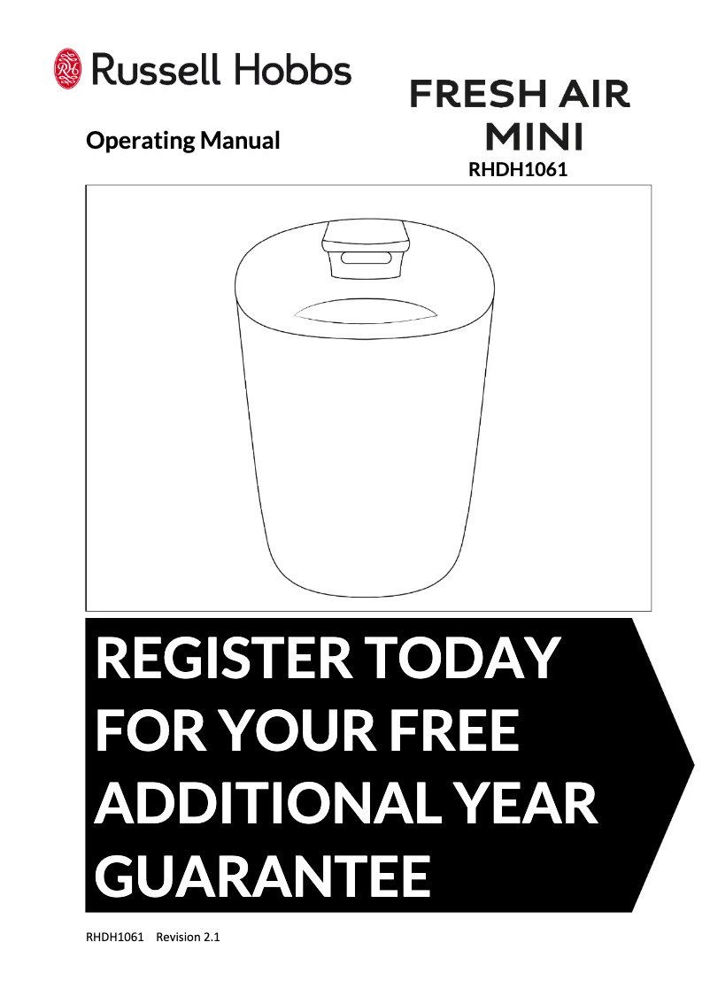 Image de la première page du manuel de l'appareil Clean Pro Air RHAP2001B