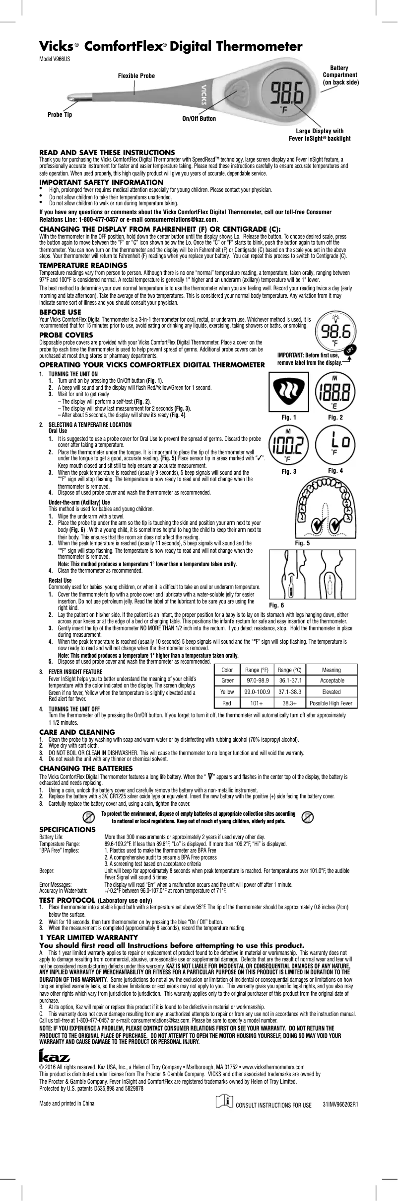 Image de la première page du manuel de l'appareil ComfortFlex V966F