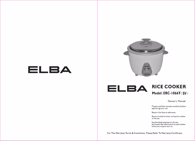 Page 1 de la notice Manuel utilisateur Elba ERC-1066T(SV)