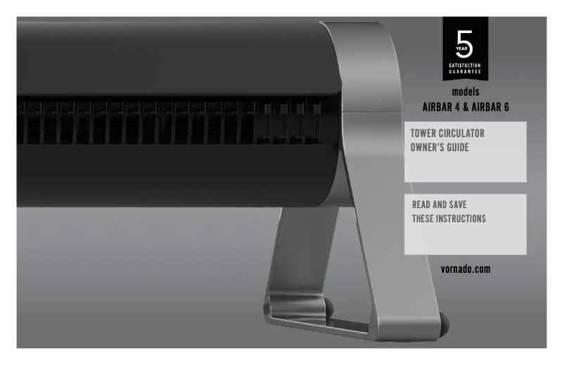 Page 1 de la notice Manuel utilisateur Vornado Airbar 6