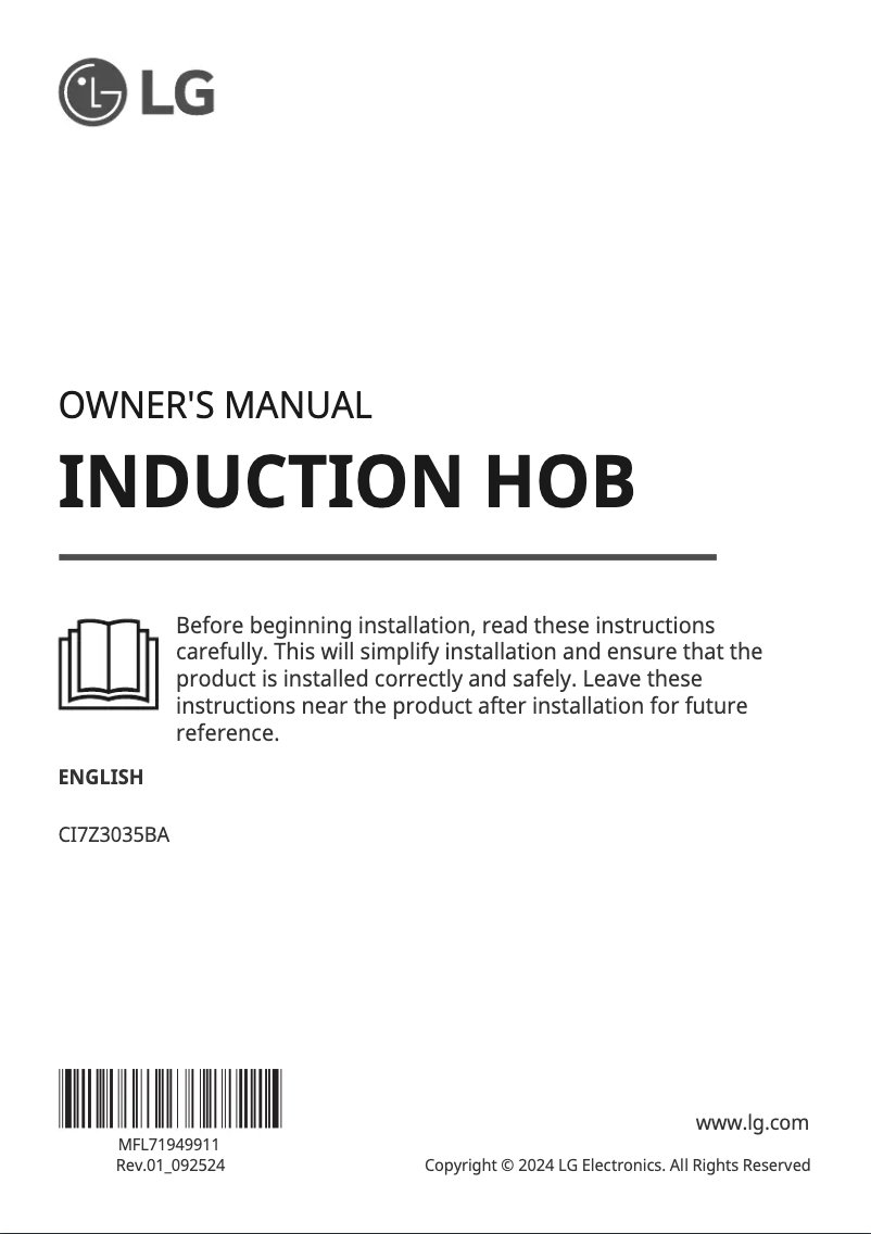 Page 1 de la notice Manuel utilisateur LG CI7Z3035BA