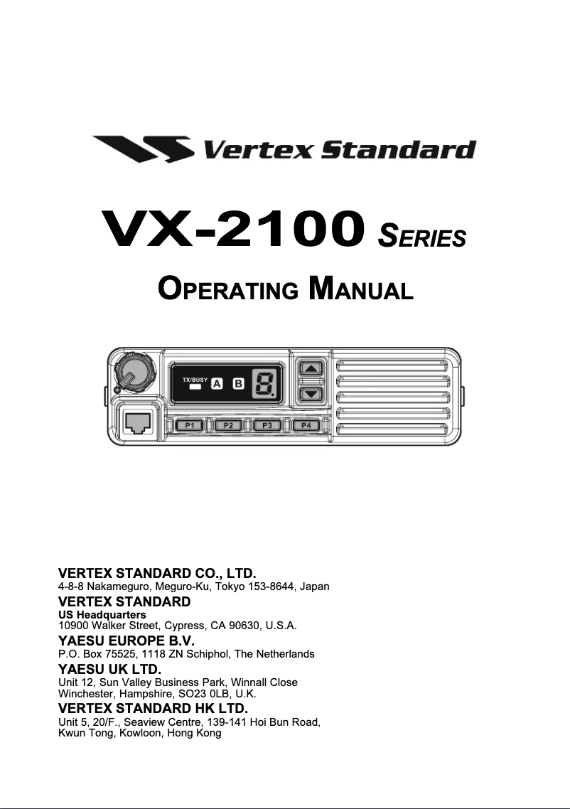 Image de la première page du manuel de l'appareil VX-2100