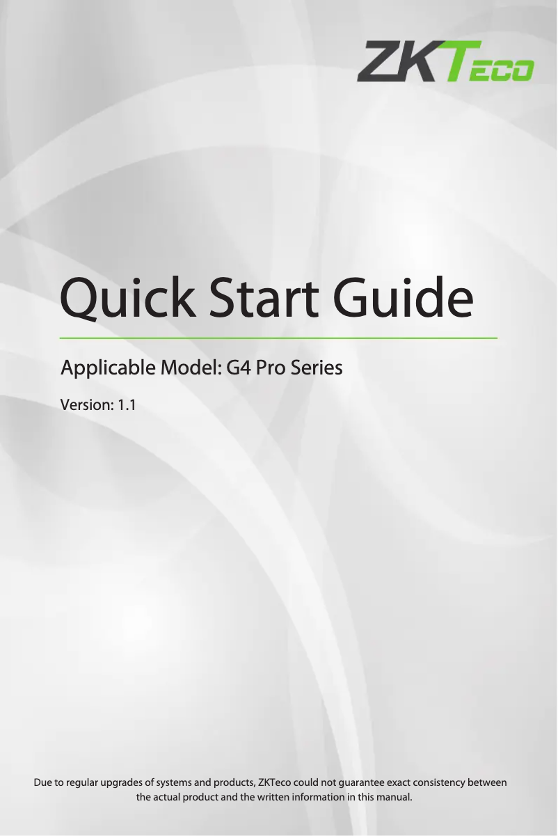 Image de la première page du manuel de l'appareil G4 Pro