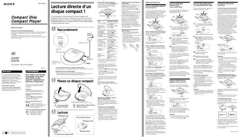 Página 1 del manual Manual de usuario Sony Discman D-E707