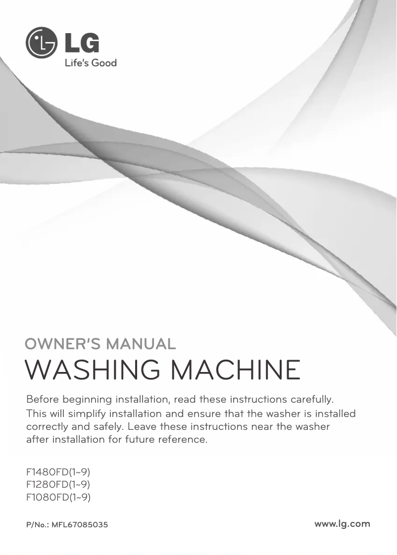 Page 1 de la notice Manuel utilisateur LG F1480FD9