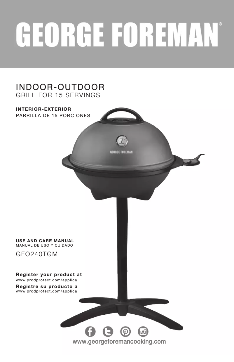 Page 1 de la notice Manuel utilisateur George Foreman GFO240TGM