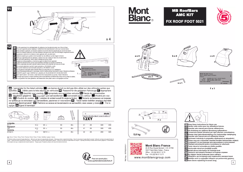 Page 1 de la notice Manuel utilisateur Mont Blanc AMC 5021