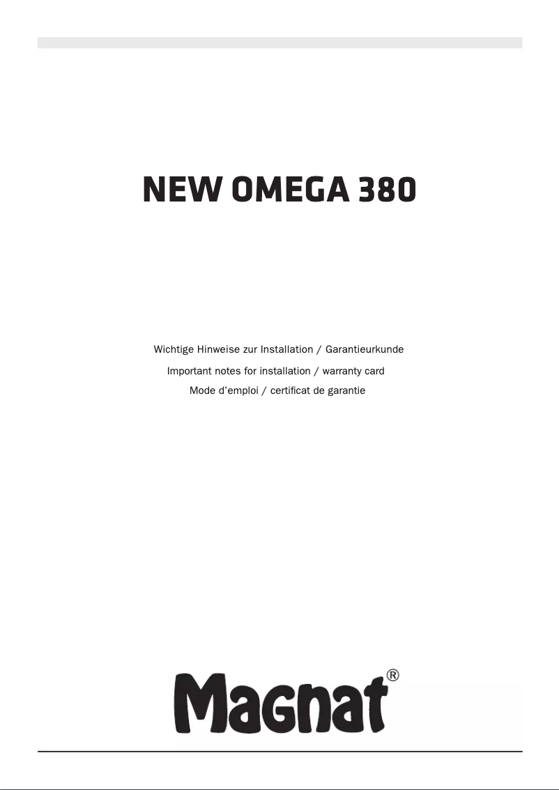 Image de la première page du manuel de l'appareil New Omega 380