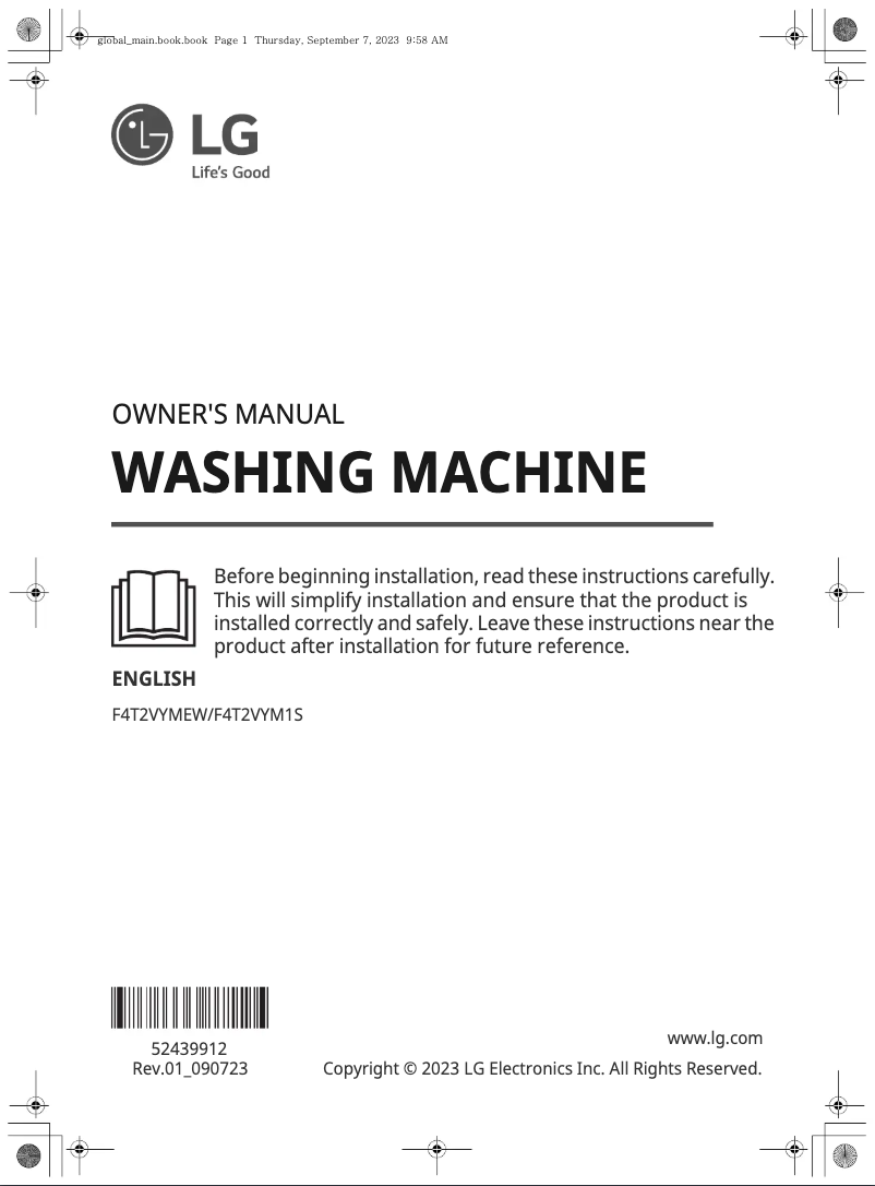 Page n°1 - Manuel utilisateur LG F4NA1009NWK