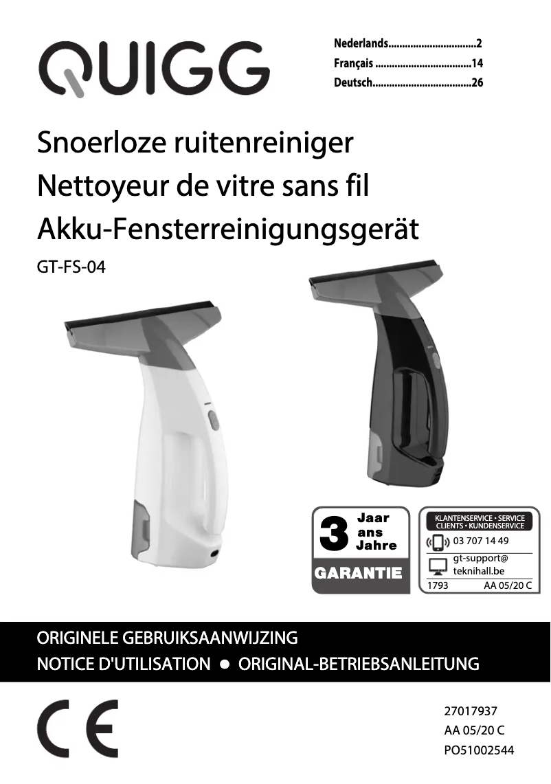 Page 1 de la notice Manuel utilisateur Quigg GT-FS-04