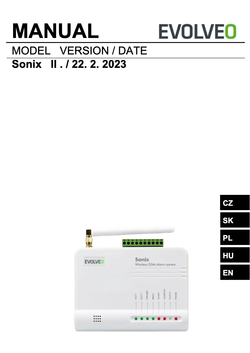 Page 1 de la notice Manuel utilisateur Evolveo Sonix