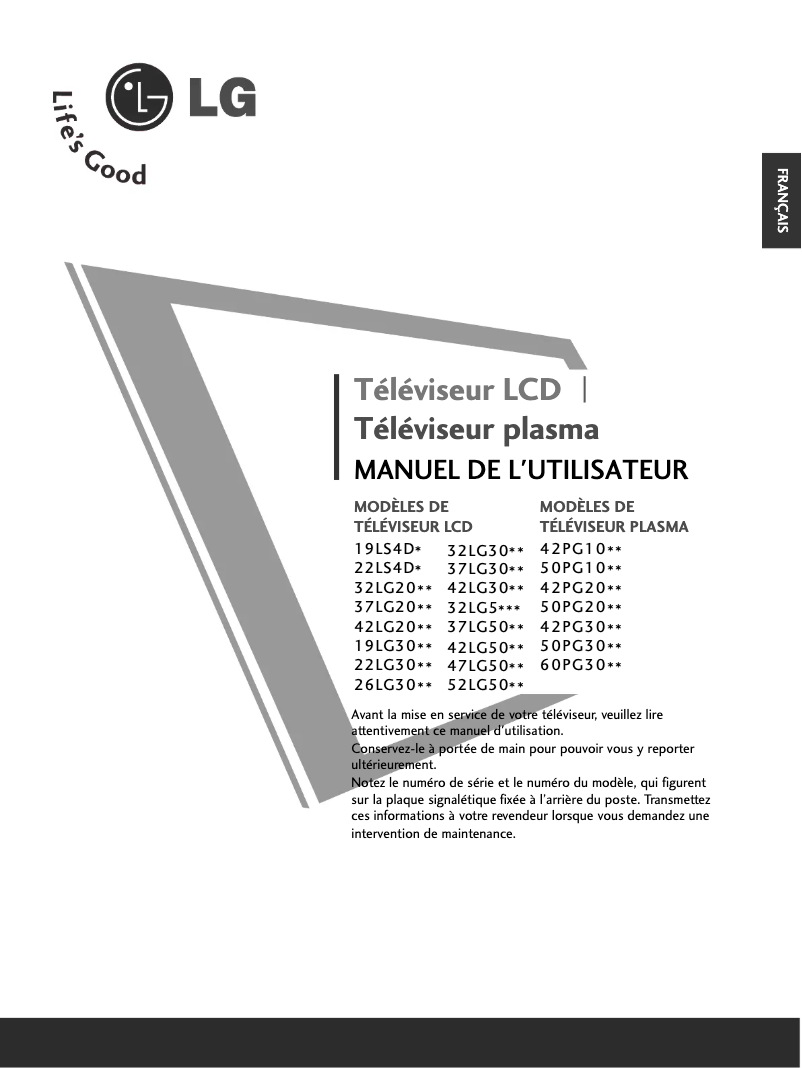 Page 1 de la notice Manuel utilisateur LG 52LG5030