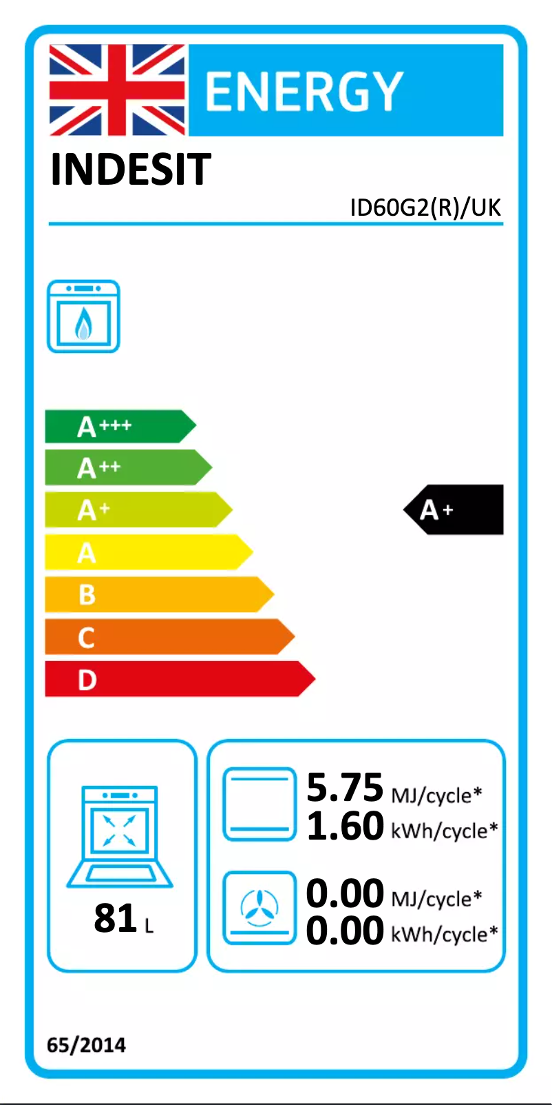 Page n°1 - Label énergétique Indesit ID60G2