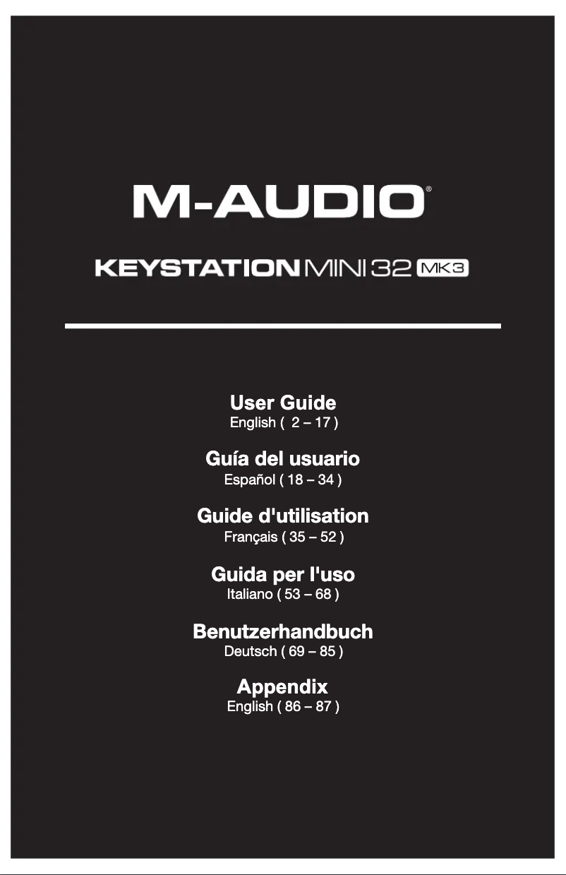 Page n°1 - Manuel utilisateur M-Audio Keystation Mini 32