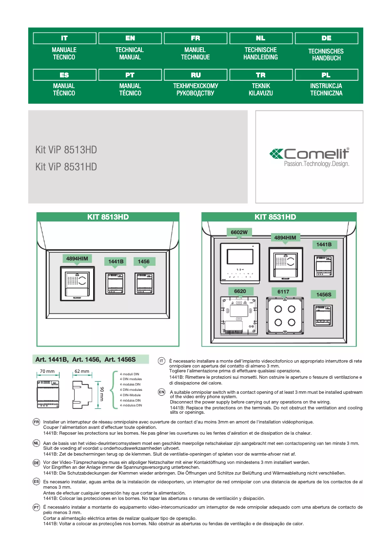 Page 1 de la notice Manuel utilisateur Comelit 8513HD