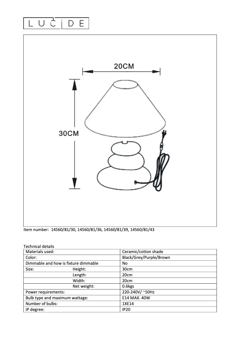 Página 1 del manual Manual de usuario Lucide Karla 14560/81/30