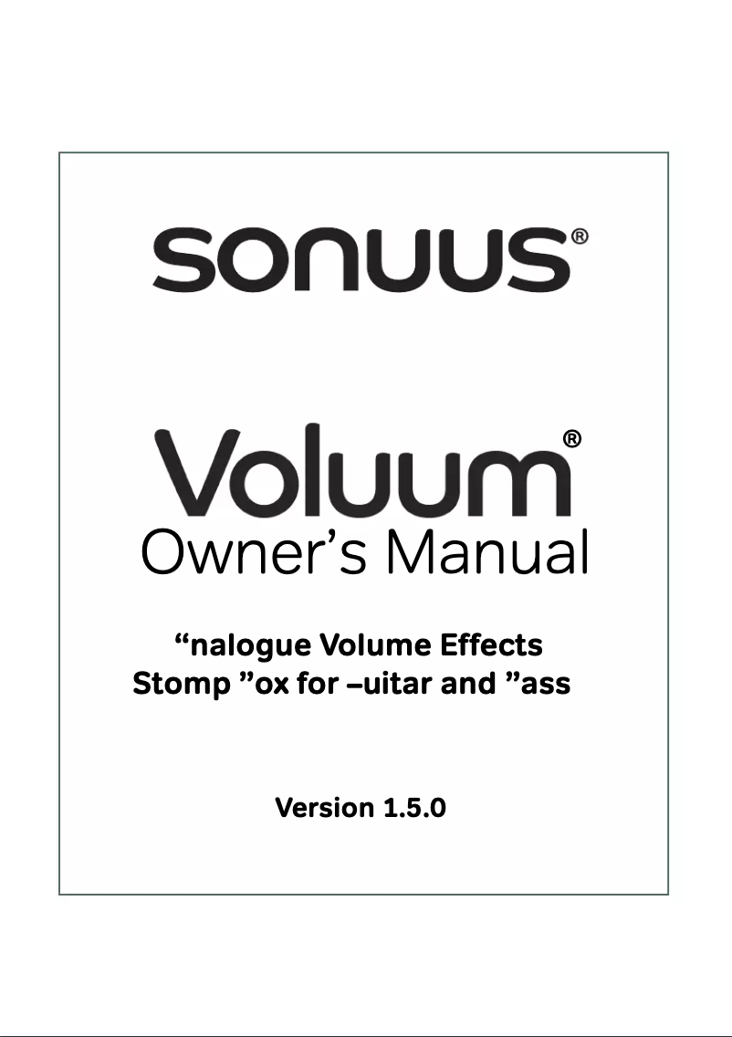 Page 1 de la notice Manuel utilisateur Sonuus Voluum