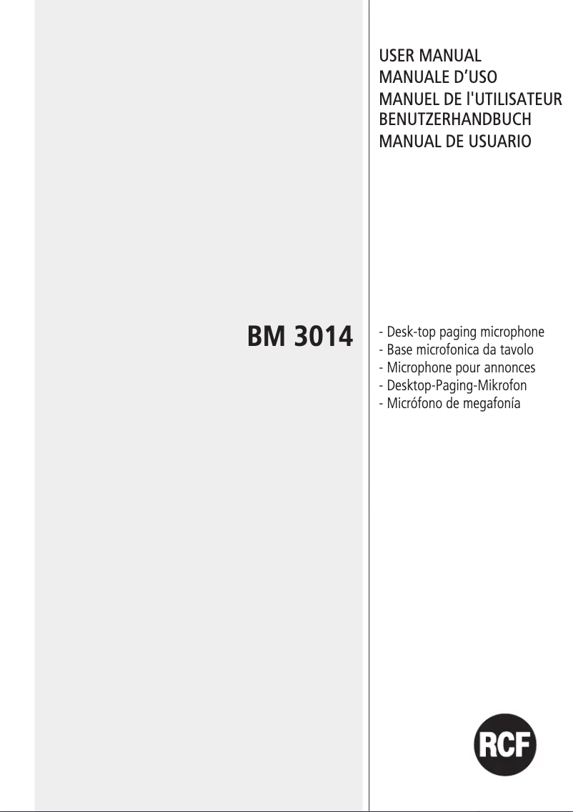 Página 1 del manual Manual de usuario RCF BM 3014