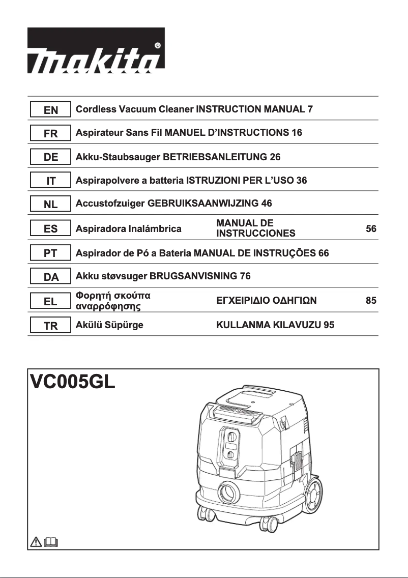 Page 1 de la notice Manuel utilisateur Makita VC005GLZ