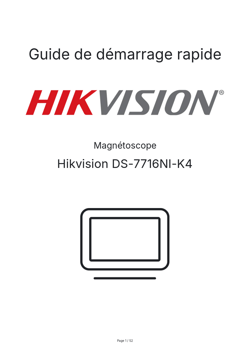 Image de la première page du manuel de l'appareil DS-7716NI-K4