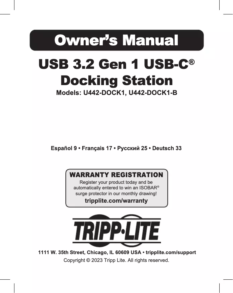 Page n°1 - Manuel utilisateur Tripp Lite U442-DOCK1