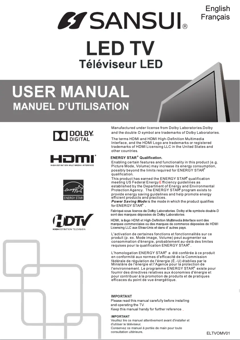 Page 1 of the manual User Manual Sansui SMX50F3UAD