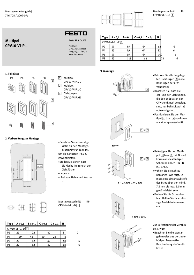 Page 1 de la notice Manuel utilisateur Festo CPV10-VI-P6-1/8-C