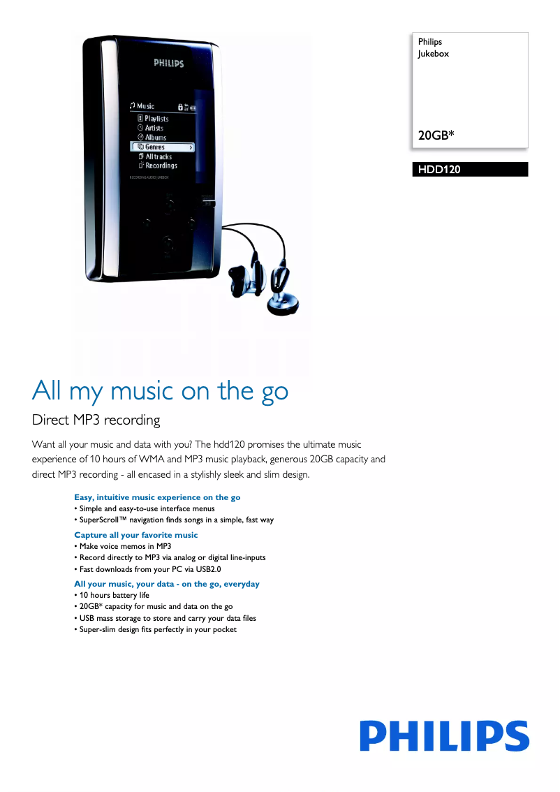 Image de la première page du manuel de l'appareil Jukebox HDD120