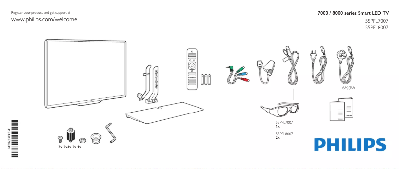Page 1 de la notice Guide de démarrage rapide Philips 55PFL7007H