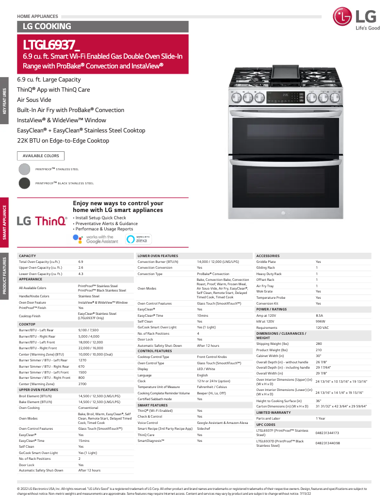 Image de la première page du manuel de l'appareil LTGL6937F