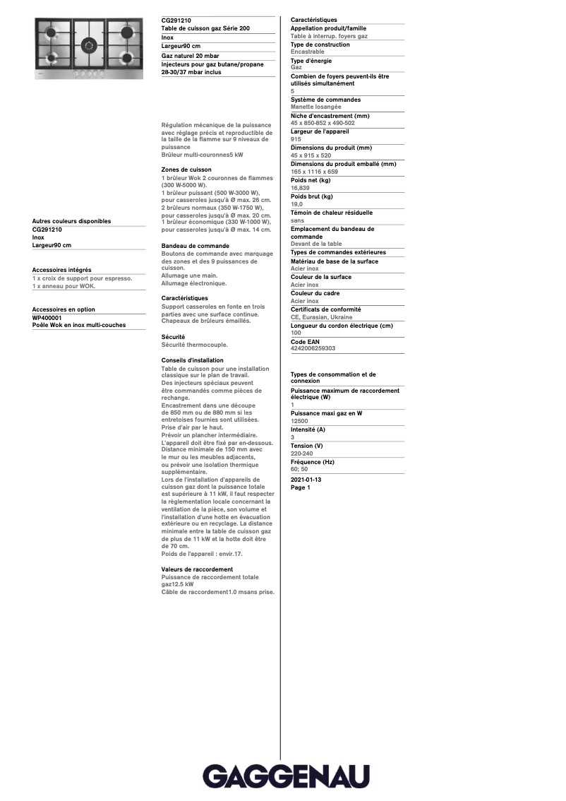 Imagen de la primera página del manual del dispositivo CG291210