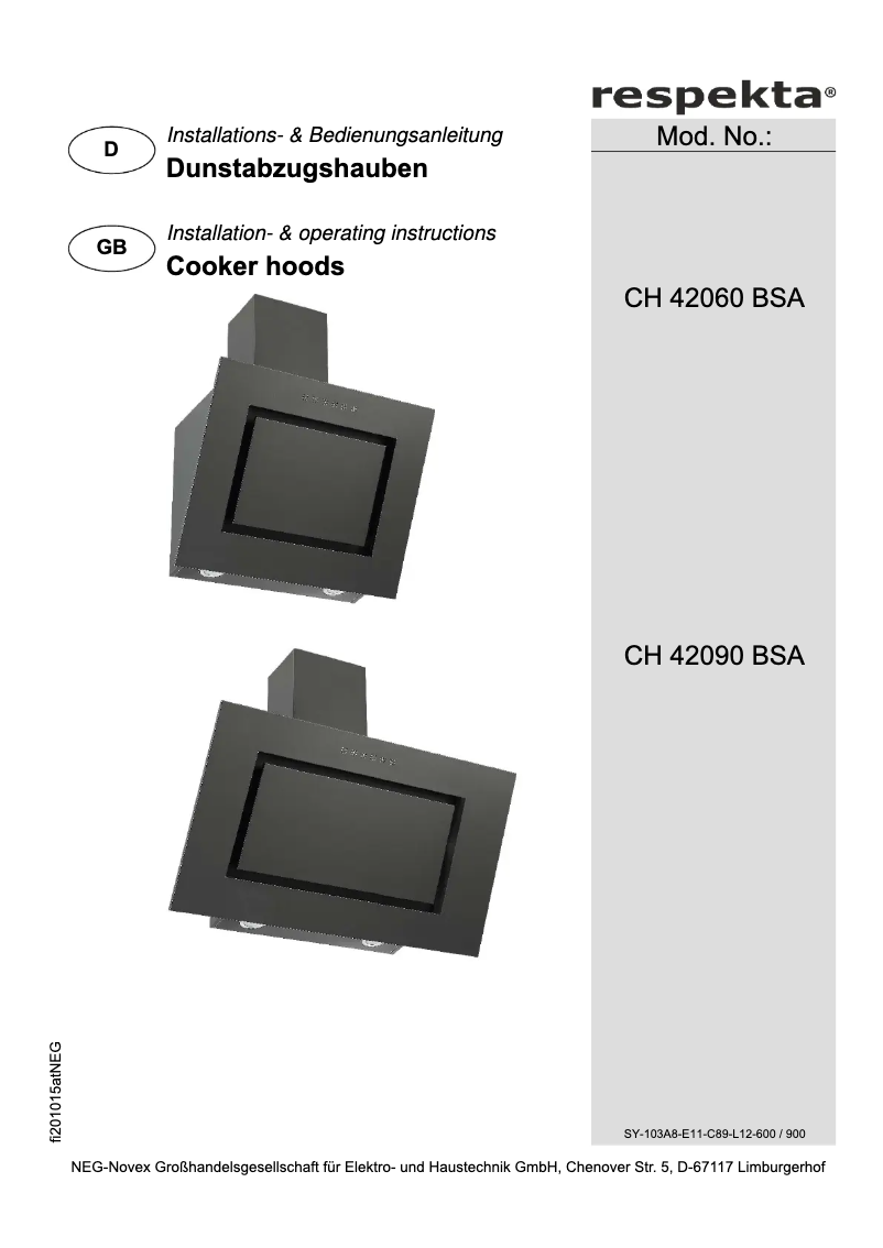 Page 1 de la notice Manuel utilisateur Respekta CH42090BSA