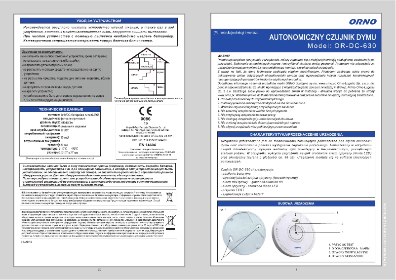 Page 1 de la notice Manuel utilisateur ORNO OR-DC-630