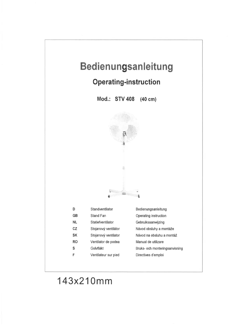 Image de la première page du manuel de l'appareil STV 408